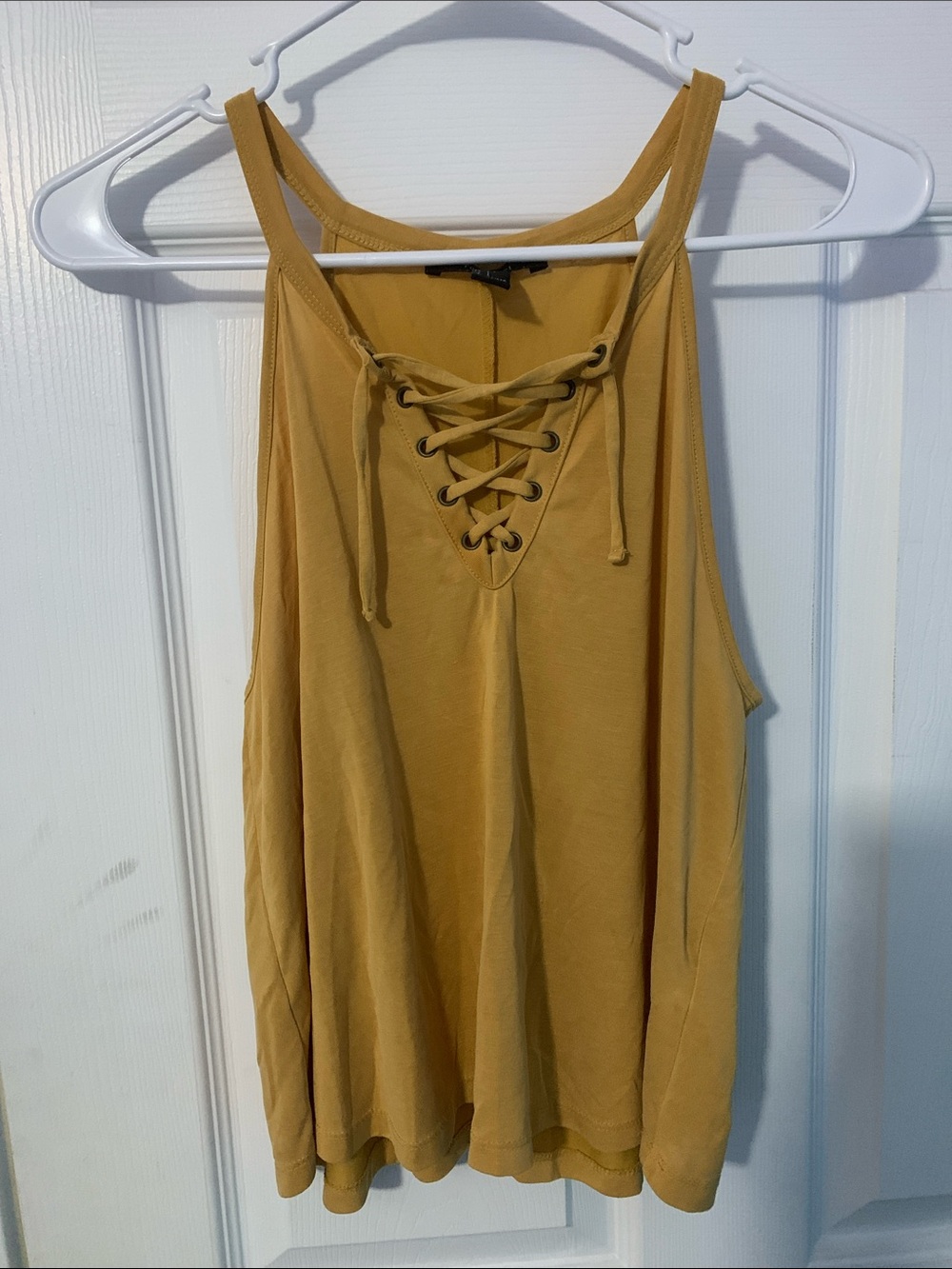Forever 21 Mustard Lace-Up Tank Top